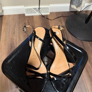 Calvin Klein Glossy Black Sandals